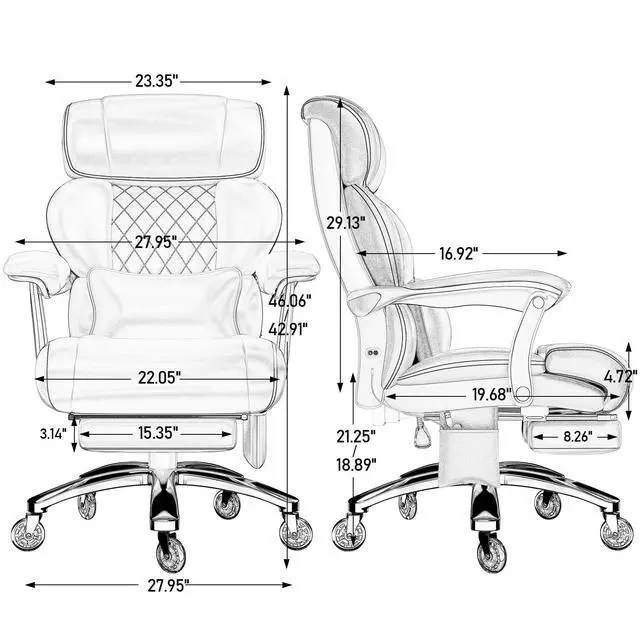 Alt view image 2 of 7 - Executive Big and Tall Office Chair with 7.83Hz Schumann Resonance Sleep Aid & Heating Stress Relief Heavy Duty Metal Base Desk Chair, Silent Rubber Wheels, Thick and Wide Cushion, Cream White