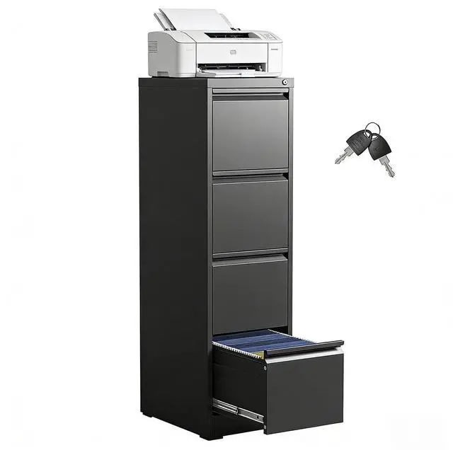 Main image of 4 Drawer File Cabinet with Lock, Metal Filing Cabinets for Home Office | Vertical File Cabinet Heavy Duty Steel Office Storage Cabinet for Letter Legal A4 Size Files, Easy Assembly