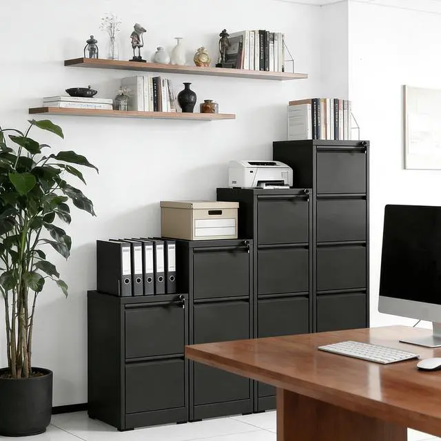 Alt view image 2 of 7 - 4 Drawer File Cabinet with Lock, Metal Filing Cabinets for Home Office | Vertical File Cabinet Heavy Duty Steel Office Storage Cabinet for Letter Legal A4 Size Files, Easy Assembly