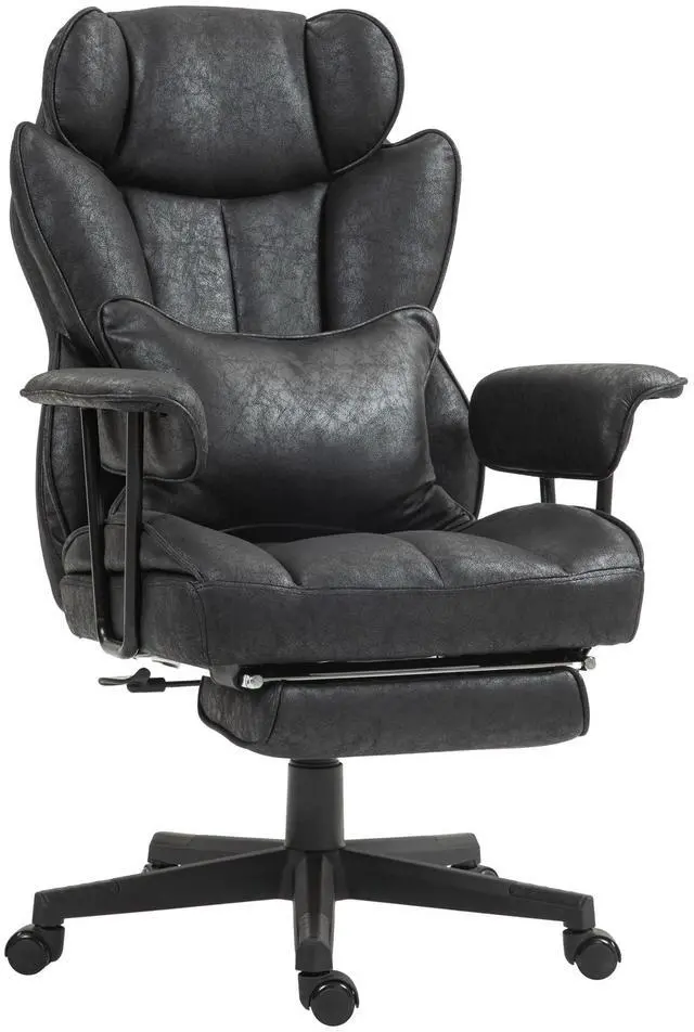 Main image of Executive Office Chair 400LBS Big and Tall High Back, Black | Foot Rest, Microfiber Computer Desk Chair, Lumbar Support, Reclining Function, Wide Seat