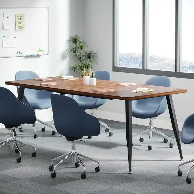 Alt view image 3 of 7 - 6FT Conference Table, Rectangular Meeting Room Tables, Modern Industrial Seminar Table Boardroom Desk with Metal Legs for Office, 70.8 L x 31.5 W x 29.5 H (Brown and Black)