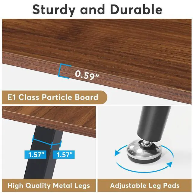 Alt view image 6 of 7 - 6FT Conference Table, Rectangular Meeting Room Tables, Modern Industrial Seminar Table Boardroom Desk with Metal Legs for Office, 70.8 L x 31.5 W x 29.5 H (Brown and Black)