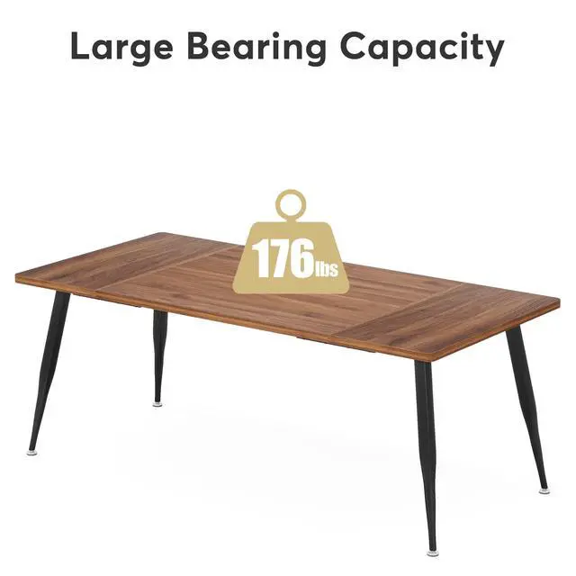 Alt view image 7 of 7 - 6FT Conference Table, Rectangular Meeting Room Tables, Modern Industrial Seminar Table Boardroom Desk with Metal Legs for Office, 70.8 L x 31.5 W x 29.5 H (Brown and Black)