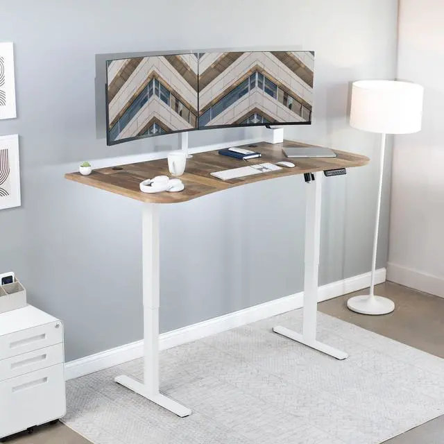 Alt view image 5 of 7 - Reclaimed Wood 63 x 32 inch Table Top, DESK-TOP1P | 3 Section Desktop, For Height Adjustable Sit Stand Desk Frame, Home Office, Universal