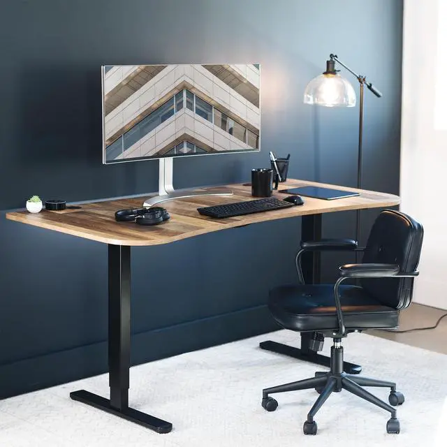 Alt view image 6 of 7 - Reclaimed Wood 63 x 32 inch Table Top, DESK-TOP1P | 3 Section Desktop, For Height Adjustable Sit Stand Desk Frame, Home Office, Universal