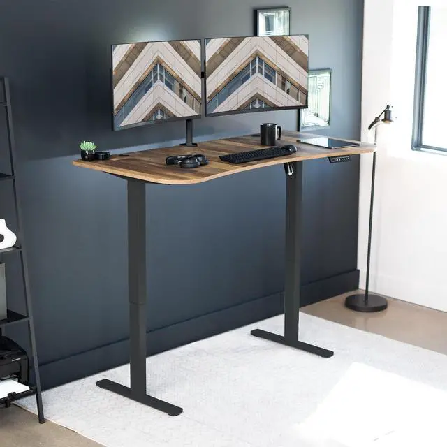 Alt view image 7 of 7 - Reclaimed Wood 63 x 32 inch Table Top, DESK-TOP1P | 3 Section Desktop, For Height Adjustable Sit Stand Desk Frame, Home Office, Universal