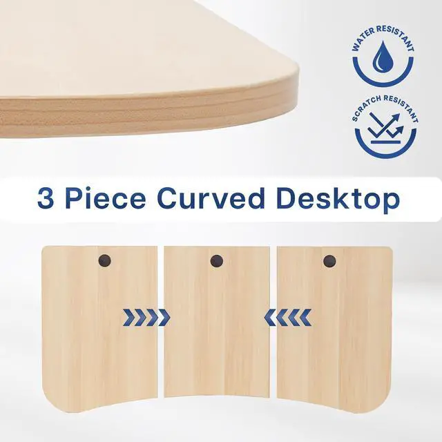 Alt view image 5 of 7 - Light Wood 63 x 32 inch Table Top, DESK-TOP1C | 3 Section Desktop, For Height Adjustable Sit Stand Desk Frame, Home Office, Universal
