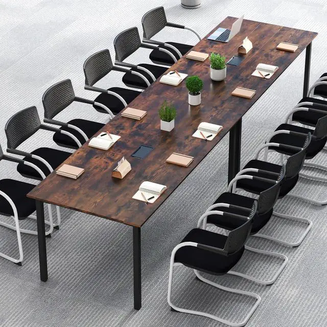 Alt view image 2 of 7 - 6 FT Conference Table for 8-10 People, Modern 71" L x 35.5" W Large Meeting Table with Metal Frames, Rectangle Conference Room Table with Cable Grommet for Office, Boardroom, Rustic Brown