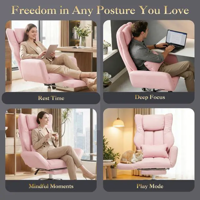 Alt view image 4 of 6 - High Back Criss Cross Office Chair with Foot Rest & Flip Armrests | Big and Tall Criss Cross Gaming Chair, PU Leather Ergonomic Home office Computer Desk Chair, 155°Reclining with Lumbar Pillow