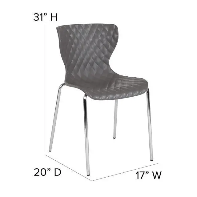 Alt view image 2 of 7 - Contemporary Design Gray Plastic Stack Chair | Contemporary, Contoured Back and Seat, Waterfall Seat