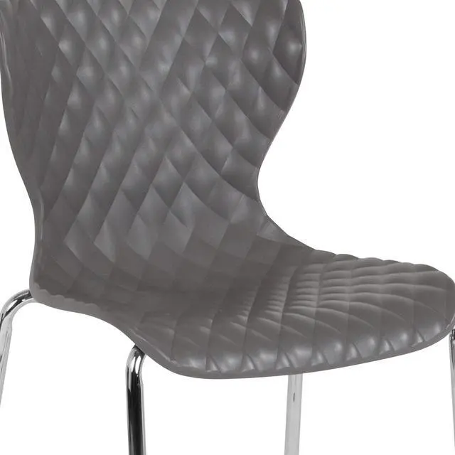 Alt view image 6 of 7 - Contemporary Design Gray Plastic Stack Chair | Contemporary, Contoured Back and Seat, Waterfall Seat