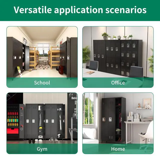 Alt view image 5 of 6 - 3 Doors Metal Storage Locker for Employee,72" Sports Staff Lockers | Steel Tall Locker Cabinet with Shelves and Hooks Wide Clothes Cabinets for Office School Gym Home Bedroom Garage