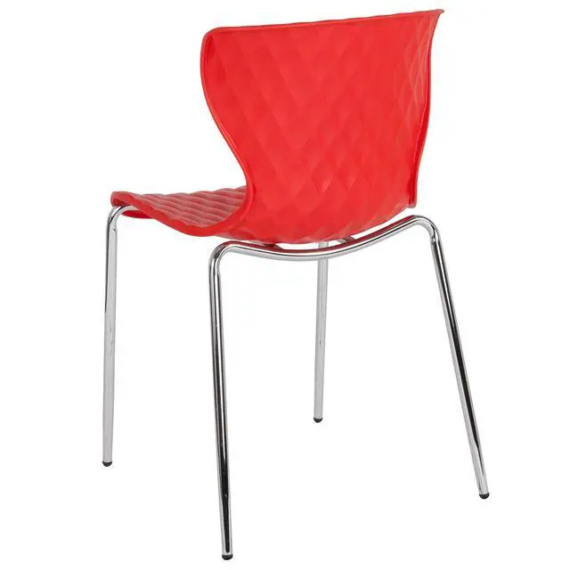 Alt view image 7 of 7 - Contemporary Design Red Plastic Stack Chair | Contemporary, Contoured Back and Seat, Waterfall Seat