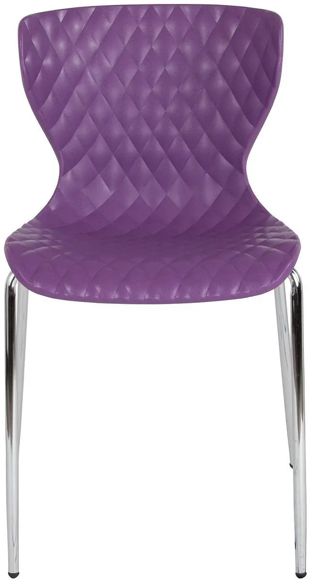 Alt view image 5 of 7 - Contemporary Design Purple Plastic Stack Chair | Contemporary, Contoured Back and Seat, Waterfall Seat