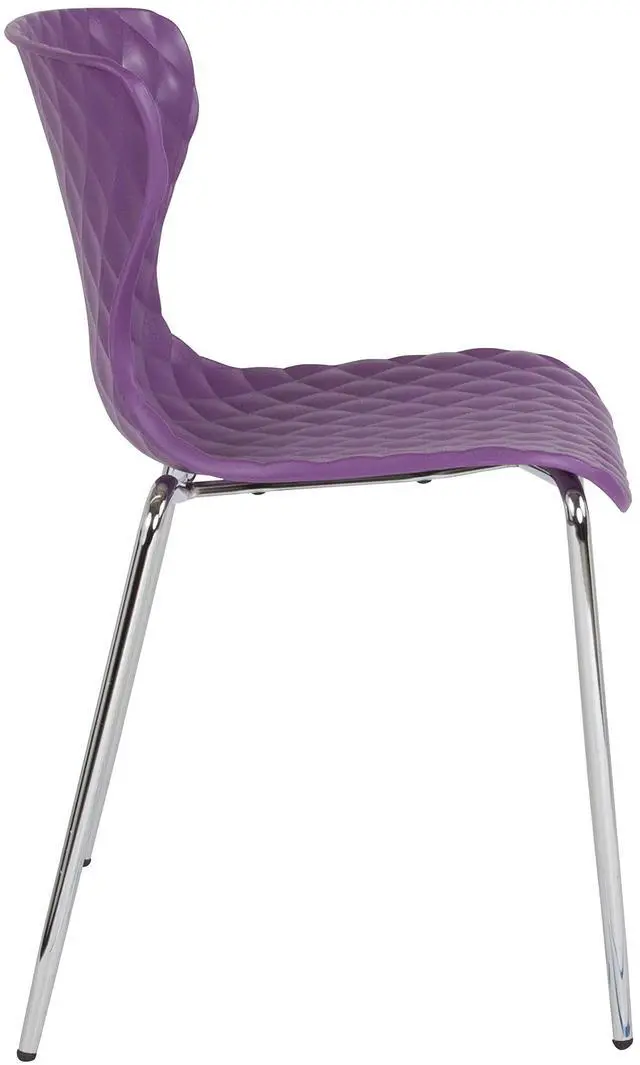 Alt view image 6 of 7 - Contemporary Design Purple Plastic Stack Chair | Contemporary, Contoured Back and Seat, Waterfall Seat