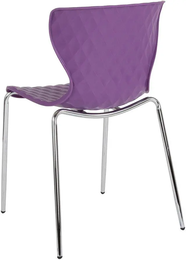 Alt view image 7 of 7 - Contemporary Design Purple Plastic Stack Chair | Contemporary, Contoured Back and Seat, Waterfall Seat