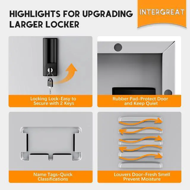 Alt view image 5 of 7 - 9 Door Storage Locker for Employee, Metal Locker for Office, Gym, Shool, Lockable Steel Locker with Lock and Card Slot for Home, Garage, Grey