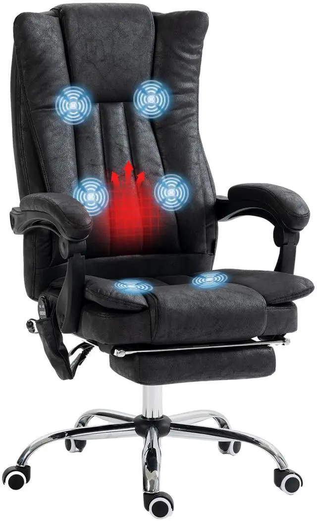 Main image of 6 Point Vibration Massage Office Chair, High Back, Black | Computer Chair with Heat, Adjustable Height, Reclining Backrest, Retractable Footrest