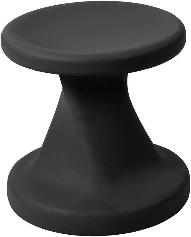 Main image of Twist Wobble Stool, 14in Seat Height, Active Seating, Black | UV-protected recyclable plastic, GREENGUARD Gold Certified, 6-8 years, 150 lb capacity, fully assembled, indoor/outdoor use