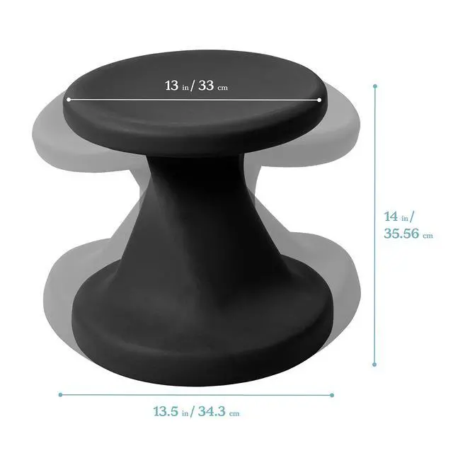 Alt view image 3 of 7 - Twist Wobble Stool, 14in Seat Height, Active Seating, Black | UV-protected recyclable plastic, GREENGUARD Gold Certified, 6-8 years, 150 lb capacity, fully assembled, indoor/outdoor use