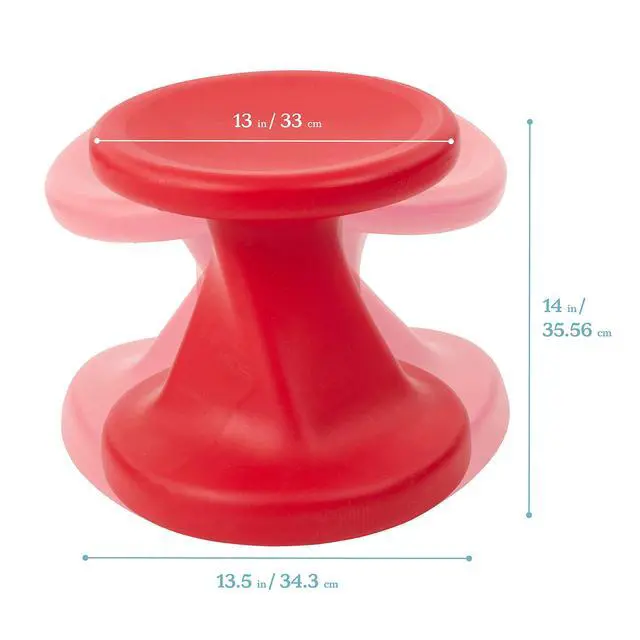 Alt view image 3 of 7 - Twist Active Wobble Stool, 14in Seat Height, Classroom Furniture, Red | UV-protected recyclable plastic, GREENGUARD Gold Certified, 6-8 years, 150 lb capacity, fully assembled, indoor/outdoor use