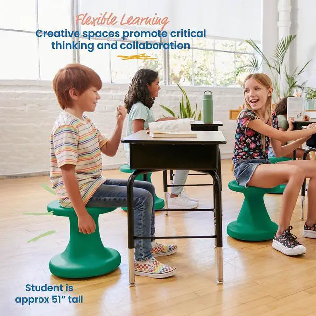 Alt view image 4 of 7 - Twist Active Wobble Stool, 14in Seat Height, Green | UV-protected recyclable plastic, GREENGUARD Gold Certified, 6-8 years, 150 lb capacity, fully assembled, indoor/outdoor use