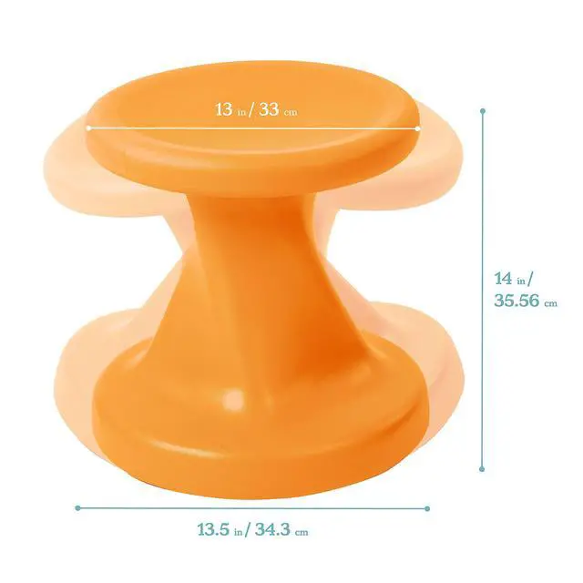 Alt view image 3 of 7 - Twist Active Wobble Stool, 14in Seat Height, Classroom Furniture, Orange | UV-protected recyclable plastic, GREENGUARD Gold Certified, 6-8 years, 150 lb capacity, fully assembled, indoor/outdoor use