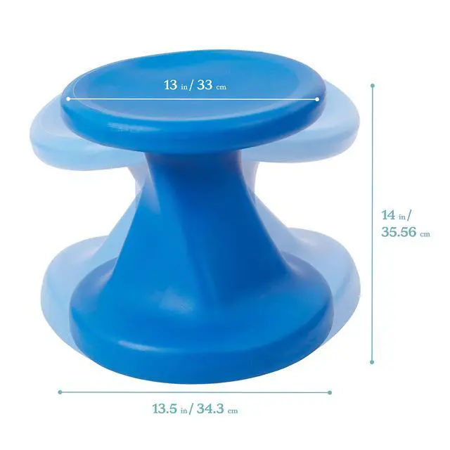 Alt view image 3 of 7 - Twist Active Wobble Stool, 14in Seat Height, Classroom Furniture, Blue | UV-protected recyclable plastic, GREENGUARD Gold Certified, 6-8 years, 150 lb capacity, fully assembled, indoor/outdoor use