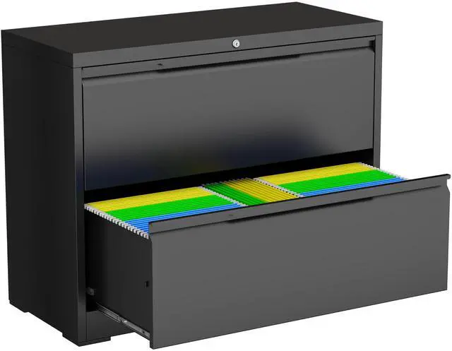 Main image of 2 Drawer Lateral File Cabinet with Lock,Metal File Cabinets for Home Office,Locking Filing Cabinet for Letters/Legal/A4 Size, Assembly Required,Black 2 Drawer-36 W