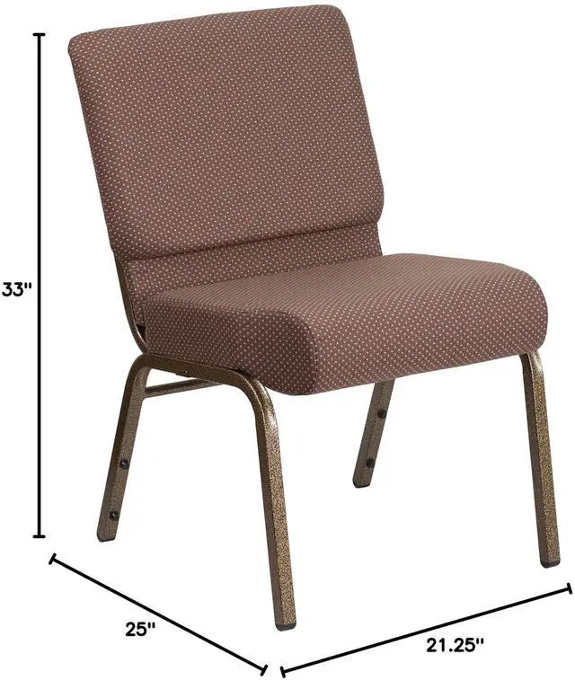 Alt view image 2 of 7 - Brown Dot 21" W Stacking Church Chair, 4-Pack | Gold Vein Frame, Fabric Upholstery