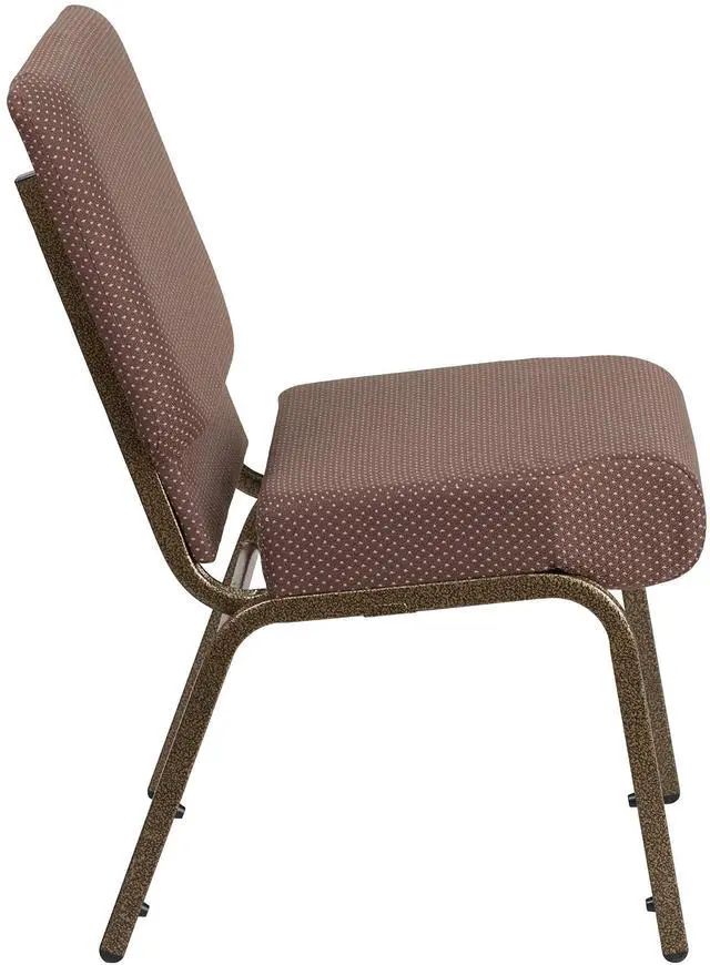 Alt view image 4 of 7 - Brown Dot 21" W Stacking Church Chair, 4-Pack | Gold Vein Frame, Fabric Upholstery