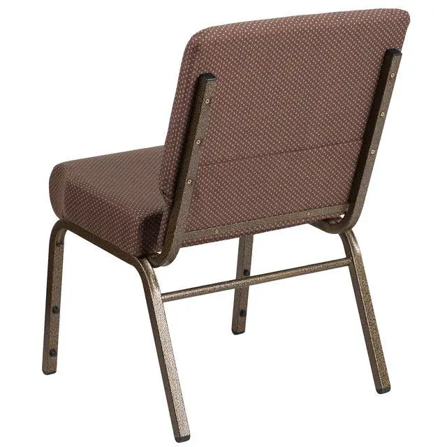 Alt view image 6 of 7 - Brown Dot 21" W Stacking Church Chair, 4-Pack | Gold Vein Frame, Fabric Upholstery