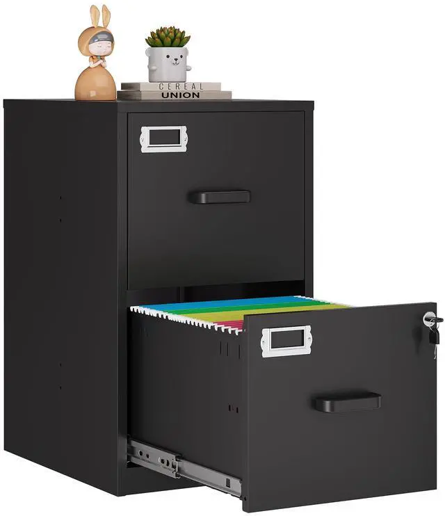 Main image of 2 Drawer File Cabinet with Lock,Black Metal Vertical File Cabinets for Letter Size, Filing Cabinets for Home Office, Under Desk File Cabinet, Easy Assemble