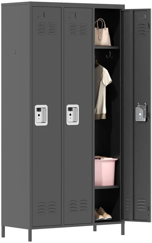 Main image of 3 Doors Metal Storage Locker for Employee,72" Sports Staff Lockers | Steel Tall Locker Cabinet with Shelves and Hooks Wide Clothes Cabinets for Office School Gym Home Bedroom Garage