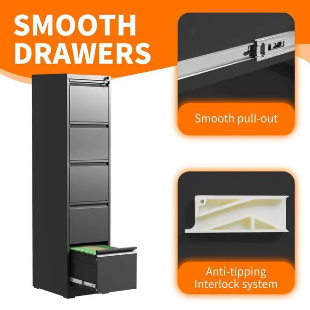 Alt view image 5 of 6 - Metal File Cabinet with Drawer Heavy Duty Locking File Cabinets | Home Office Steel Filing Cabinet Vertical File Cabinets for Legal/Letter Size File,Assembly Required