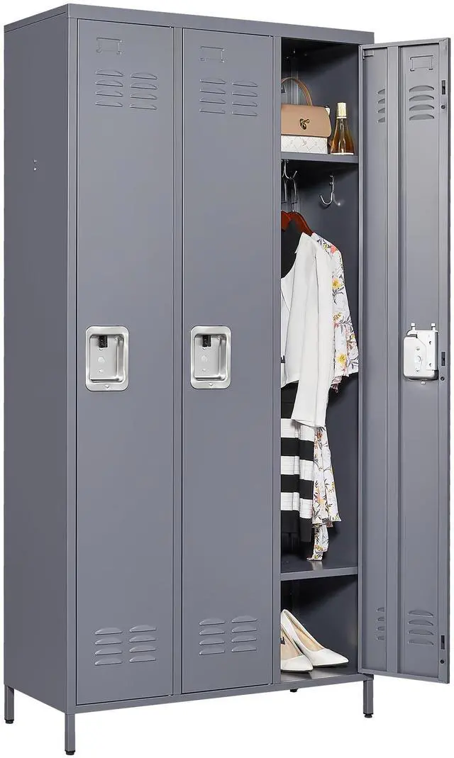 Main image of 3 Doors Metal Storage Locker for Employee,72" Sports Staff Lockers | Steel Tall Locker Cabinet with Shelves and Hooks Wide Clothes Cabinets for Office School Gym Home Bedroom Garage