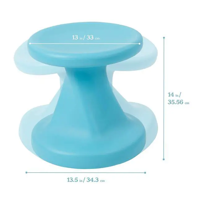 Alt view image 3 of 7 - Twist Active Wobble Stool, 14in Seat Height, Classroom Furniture, Cyan | UV-protected recyclable plastic, GREENGUARD Gold Certified, 6-8 years, 150 lb capacity, fully assembled, indoor/outdoor use