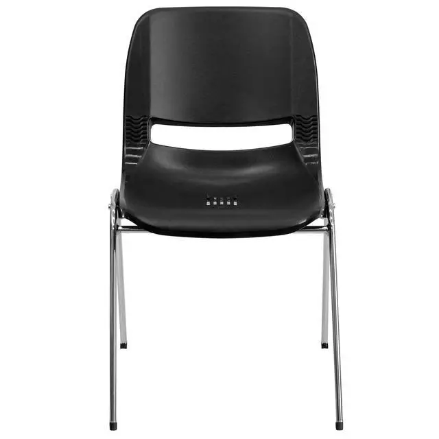 Alt view image 5 of 7 - Black Fabric Ergonomic Office Chair | Chrome Frame, Ergonomic, Shell Seat, 440 LBS. Weight Capacity