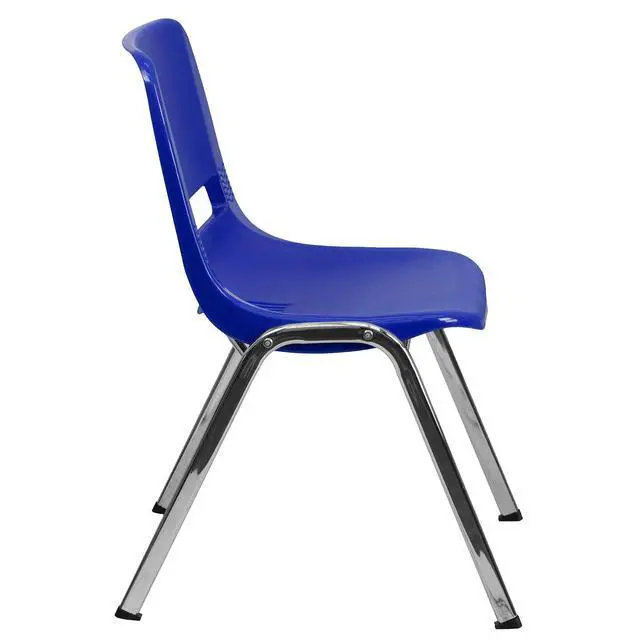 Alt view image 7 of 7 - HERCULES Series 440 lb. Capacity Kid's Navy Ergonomic Shell Stack Chair with Chrome Frame and 14" Seat Height | Chrome Frame, Ergonomic, Shell Seat, 440 LBS. Weight Capacity