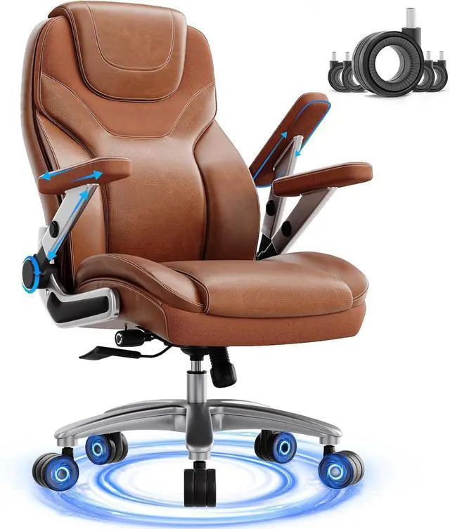Main image of Big and Tall Office Chair with 5D Arms, Fabric & PU Leather Heavy Duty Desk Chair, Adjustable Lumbar Support & Height, Tilt Function, High Back Ergonomic Executive Computer Chair