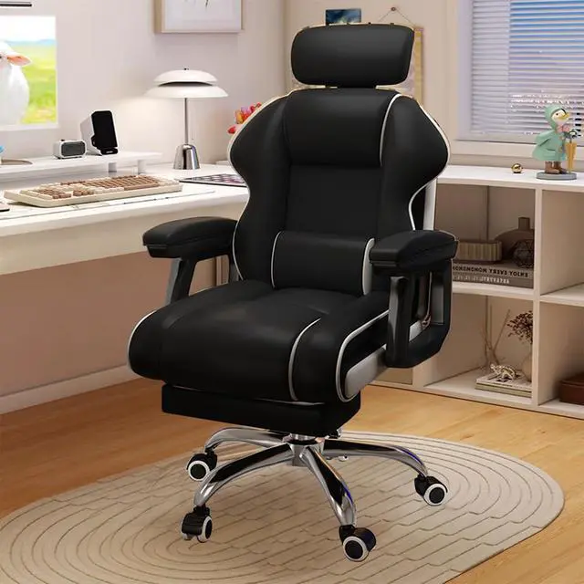 Alt view image 7 of 7 - Executive Office Chair Reclining with Footrest Ergonomic Computer Desk with Lumbar Support Big and Tall Home High Back Gaming Chair for Office Home Study
