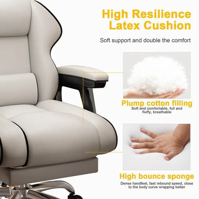 Alt view image 6 of 7 - Executive Office Chair Reclining with Footrest Ergonomic Computer Desk with Lumbar Support Big and Tall Home High Back Gaming Chair for Office Home Study