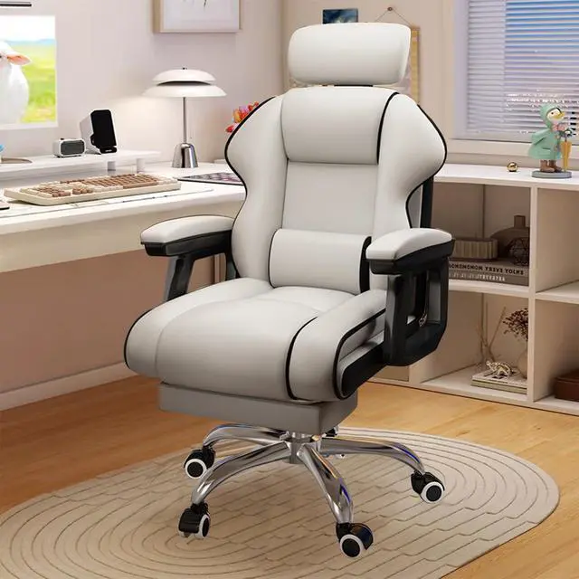 Alt view image 7 of 7 - Executive Office Chair Reclining with Footrest Ergonomic Computer Desk with Lumbar Support Big and Tall Home High Back Gaming Chair for Office Home Study