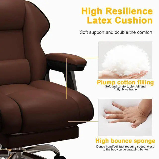 Alt view image 6 of 7 - Executive Office Chair Reclining with Footrest Ergonomic Computer Desk with Lumbar Support Big and Tall Home High Back Gaming Chair for Office Home Study