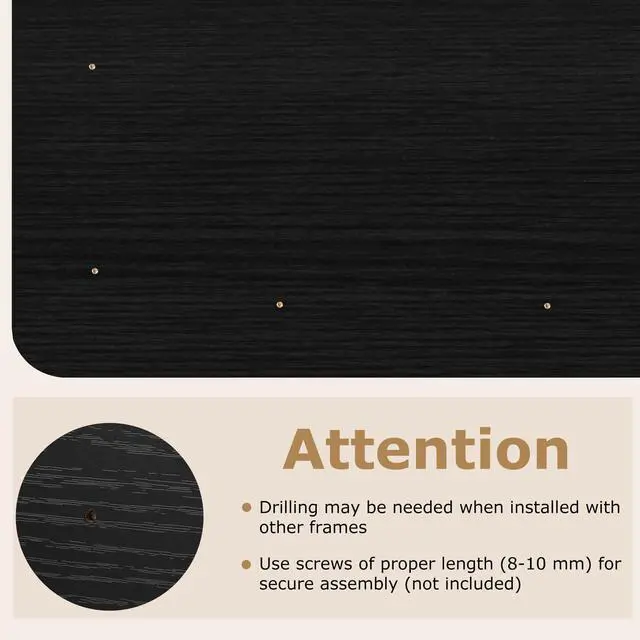 Alt view image 5 of 7 - Universal Wood Table Top, 55 x 28 inch Solid One-Piece Desk top for Standard & Sit to Stand Height Adjustable Home Office Desk Frame, Rectangular Countertop Tabletop with 2 Cable Holes, Black