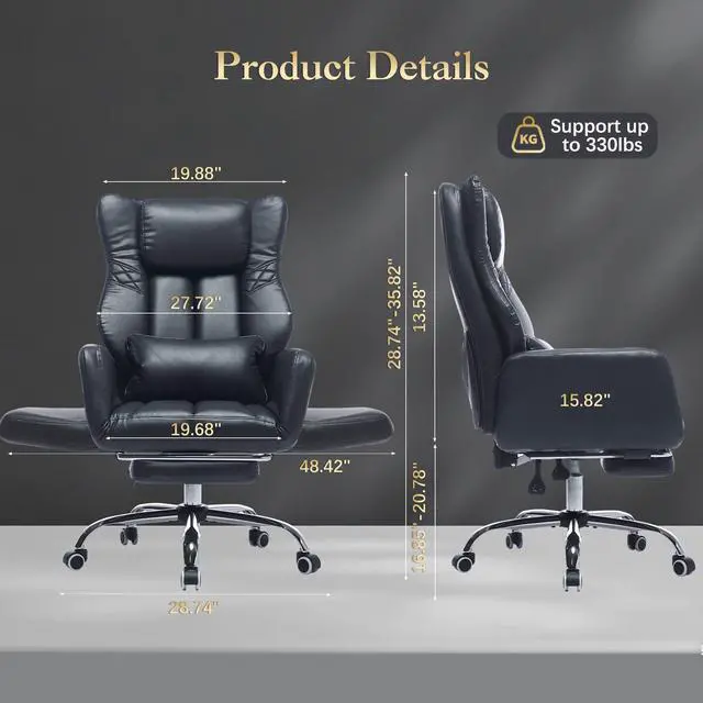 Alt view image 2 of 6 - High Back Criss Cross Office Chair with Foot Rest & Flip Armrests | Big and Tall Criss Cross Gaming Chair, PU Leather Ergonomic Home office Computer Desk Chair, 155°Reclining with Lumbar Pillow