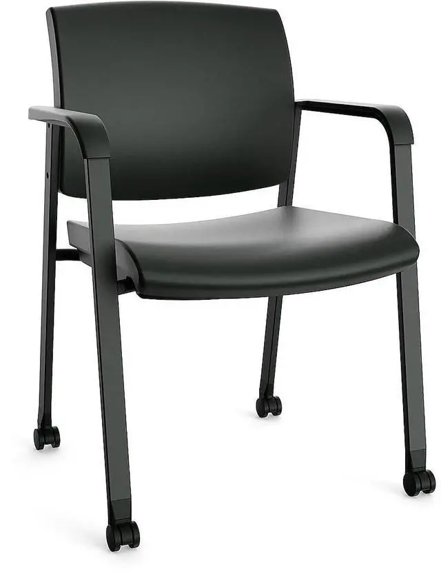 Main image of Workplace 2.0 Guest and Reception Chair, Polyurethane, Black | Comfortable seating for reception areas and everyday office use