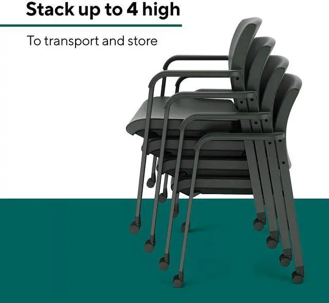 Alt view image 4 of 7 - Workplace 2.0 Guest and Reception Chair, Polyurethane, Black | Comfortable seating for reception areas and everyday office use