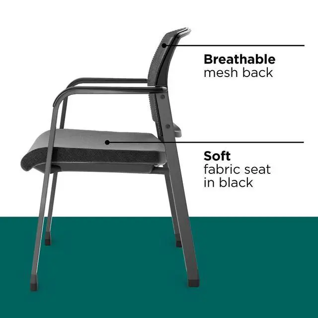 Alt view image 2 of 7 - Workplace 2.0 Stackable Guest and Reception Chair, Black Mesh | Comfortable seating for reception areas and everyday office use
