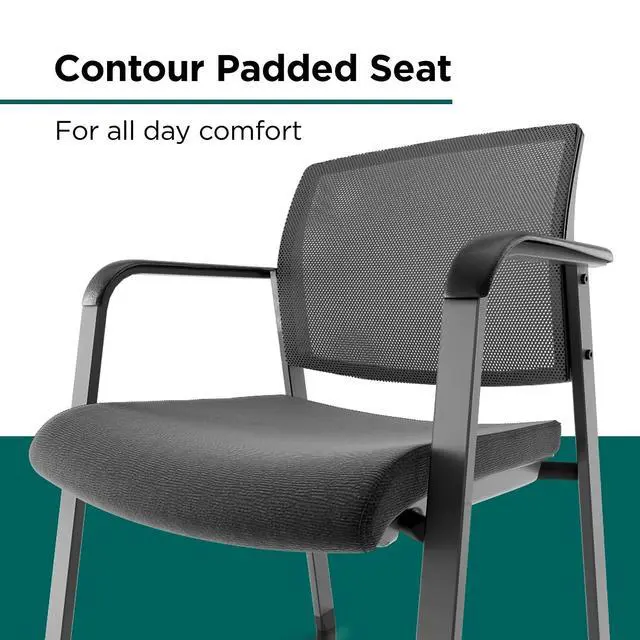 Alt view image 3 of 7 - Workplace 2.0 Stackable Guest and Reception Chair, Black Mesh | Comfortable seating for reception areas and everyday office use